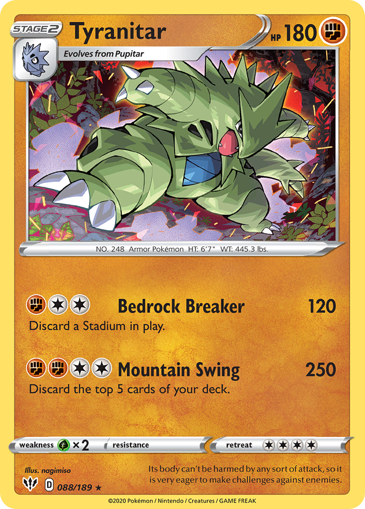 Tyranitar (088/189) [Sword & Shield: Darkness Ablaze] | North Game Den