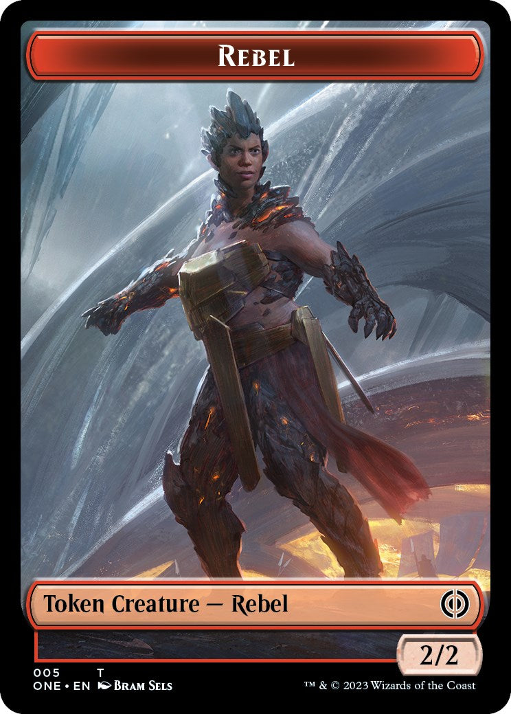 Rebel // Goblin Double-Sided Token [Phyrexia: All Will Be One Commander Tokens] | North Game Den