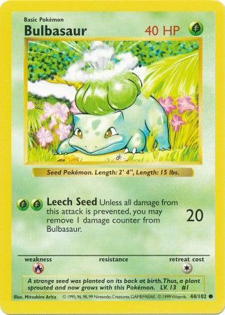 Bulbasaur (44/102) [Base Set Shadowless Unlimited] | North Game Den