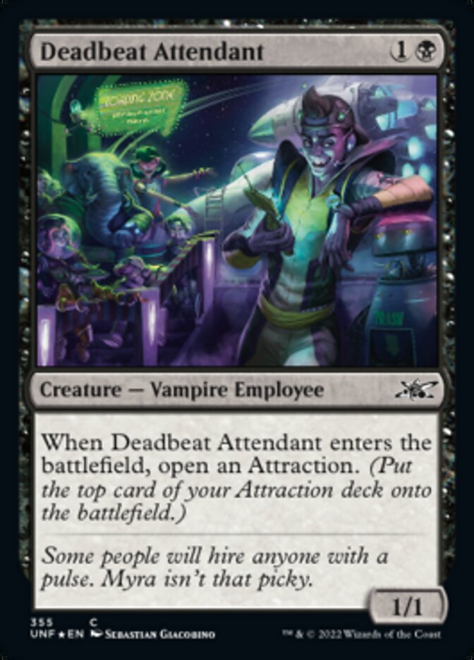 Deadbeat Attendant (Galaxy Foil) [Unfinity] | North Game Den