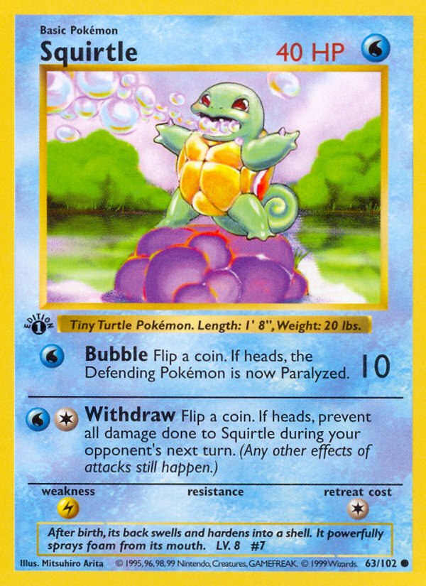 Squirtle (63/102) (Shadowless) [Base Set 1st Edition] | North Game Den