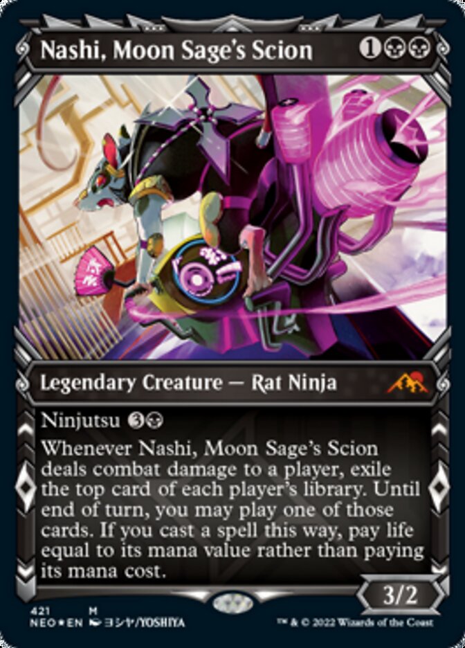 Nashi, Moon Sage's Scion (Showcase) (Foil Etched) [Kamigawa: Neon Dynasty] | North Game Den