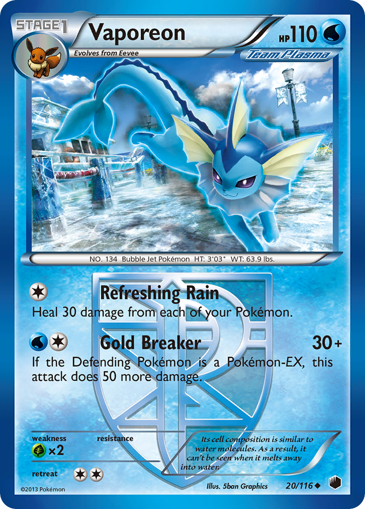 Vaporeon (20/116) [Black & White: Plasma Freeze] | North Game Den