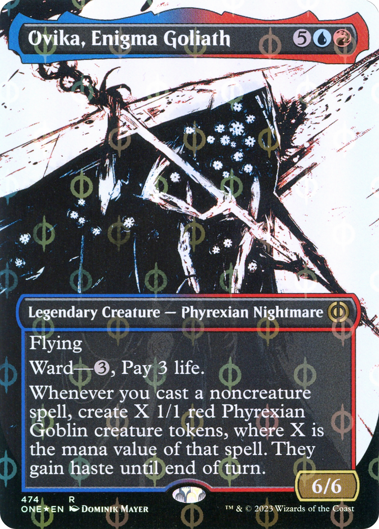 Ovika, Enigma Goliath (Borderless Ichor Step-and-Compleat Foil) [Phyrexia: All Will Be One] | North Game Den