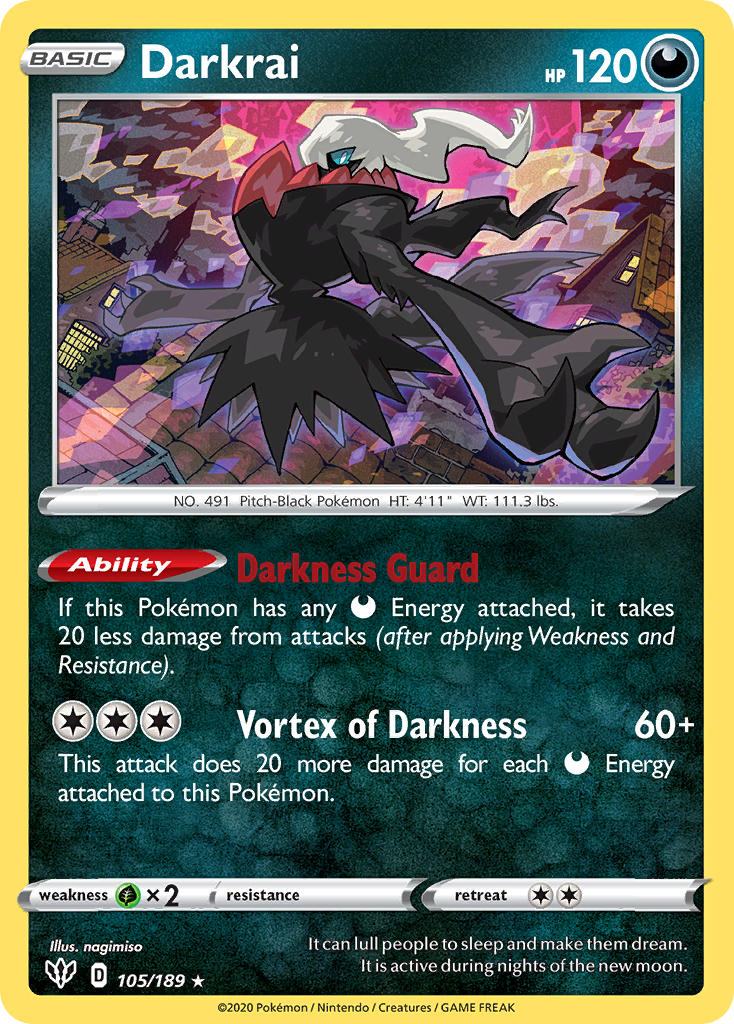 Darkrai (105/189) (Theme Deck Exclusive) [Sword & Shield: Darkness Ablaze] | North Game Den