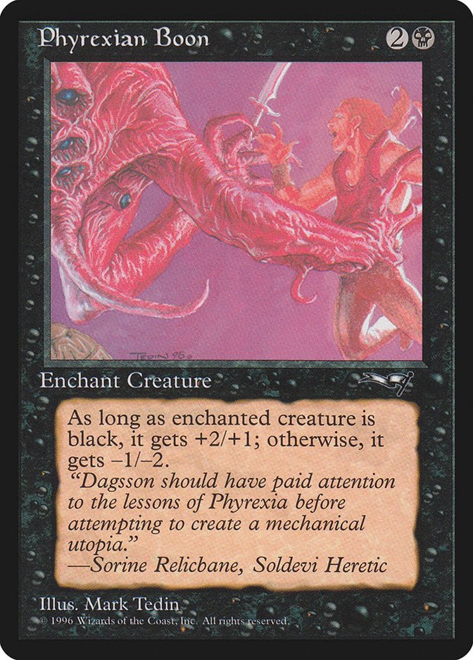 Phyrexian Boon (Person on the Right) [Alliances] | North Game Den