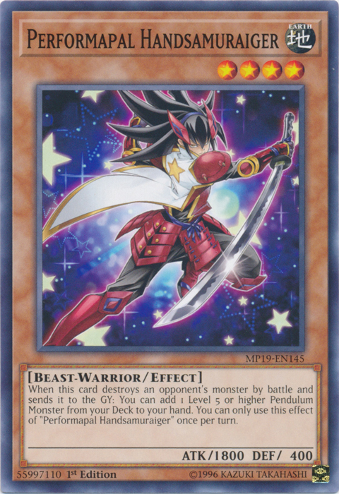 Performapal Handsamuraiger [MP19-EN145] Common | North Game Den