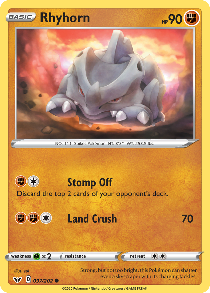 Rhyhorn (097/202) [Sword & Shield: Base Set] | North Game Den