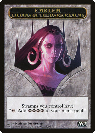 Emblem - Liliana of the Dark Realms [Magic 2013 Tokens] | North Game Den