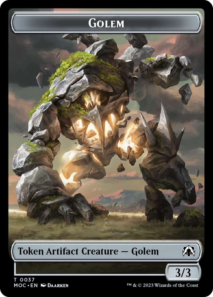 Golem // Blood Double-Sided Token [March of the Machine Commander Tokens] | North Game Den