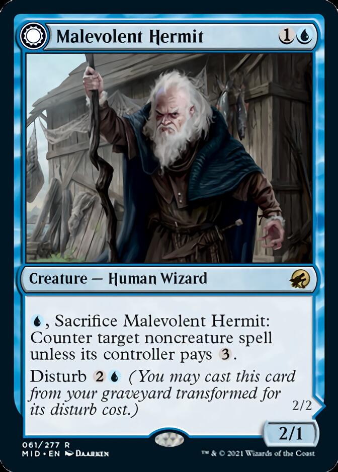 Malevolent Hermit // Benevolent Geist [Innistrad: Midnight Hunt] | North Game Den