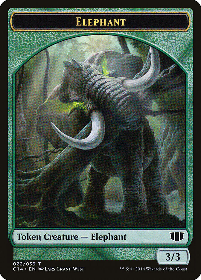 Elephant // Elf Warrior Double-sided Token [Commander 2014 Tokens] | North Game Den