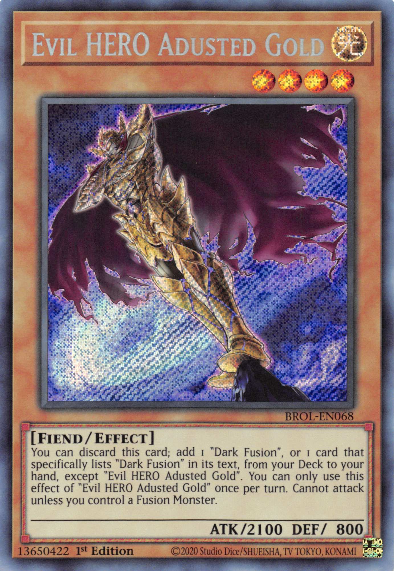 Evil HERO Adusted Gold [BROL-EN068] Secret Rare | North Game Den