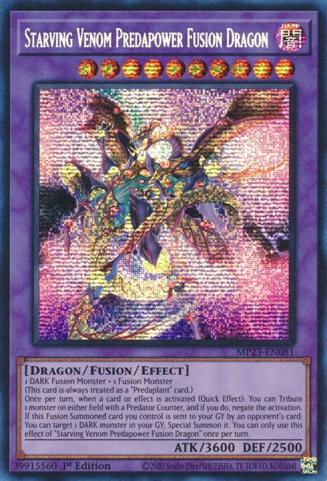 Starving Venom Predapower Fusion Dragon [MP23-EN081] Prismatic Secret Rare | North Game Den