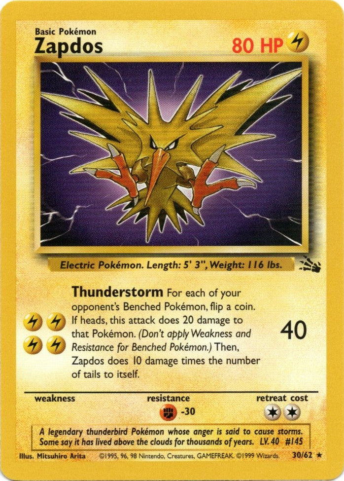 Zapdos (30/62) [Fossil Unlimited] | North Game Den