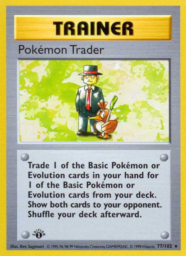 Pokemon Trader (77/102) (Shadowless) [Base Set 1st Edition] | North Game Den