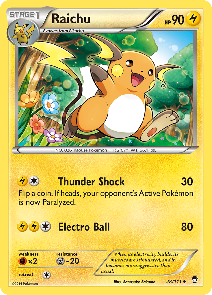 Raichu (28/111) [XY: Furious Fists] | North Game Den