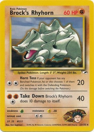 Brock's Rhyhorn (22/132) [Gym Heroes Unlimited] | North Game Den