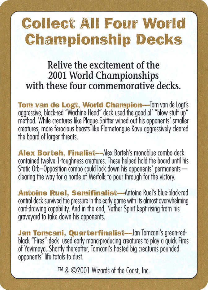 2001 World Championships Ad [World Championship Decks 2001] | North Game Den