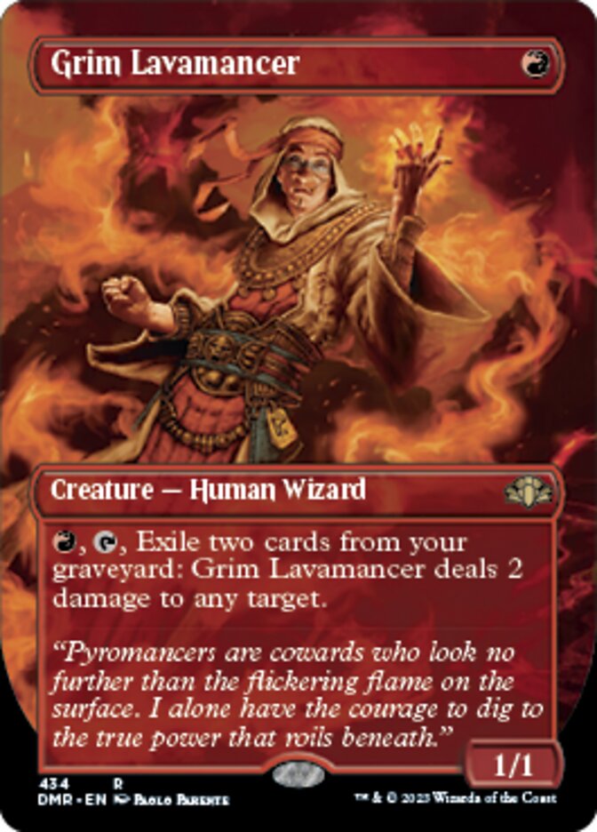 Grim Lavamancer (Borderless Alternate Art) [Dominaria Remastered] | North Game Den