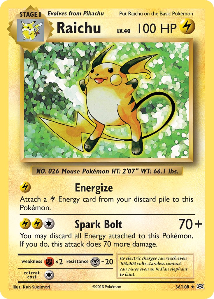 Raichu (36/108) (Theme Deck Exclusive) [XY: Evolutions] | North Game Den