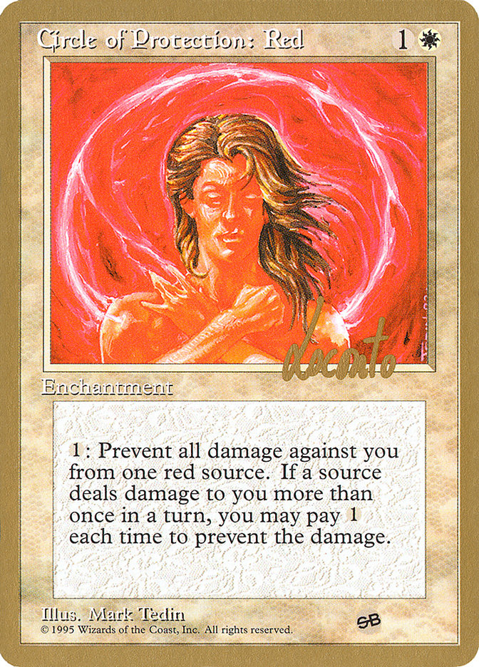 Circle of Protection: Red (Michael Loconto) (SB) (4ED) [Pro Tour Collector Set] | North Game Den