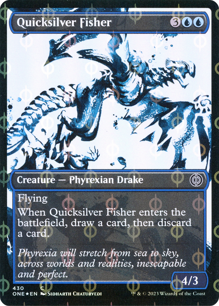 Quicksilver Fisher (Showcase Ichor Step-and-Compleat Foil) [Phyrexia: All Will Be One] | North Game Den