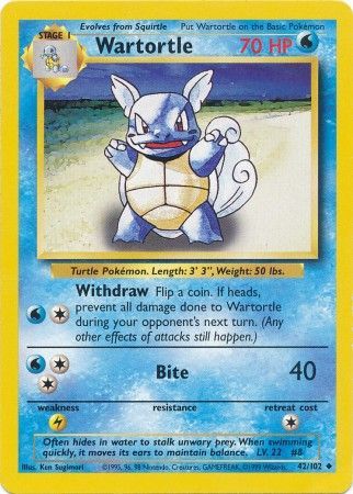 Wartortle (42/102) [Base Set Unlimited] | North Game Den