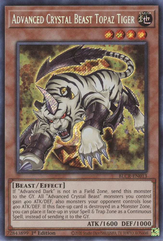 Advanced Crystal Beast Topaz Tiger [BLCR-EN013] Secret Rare | North Game Den