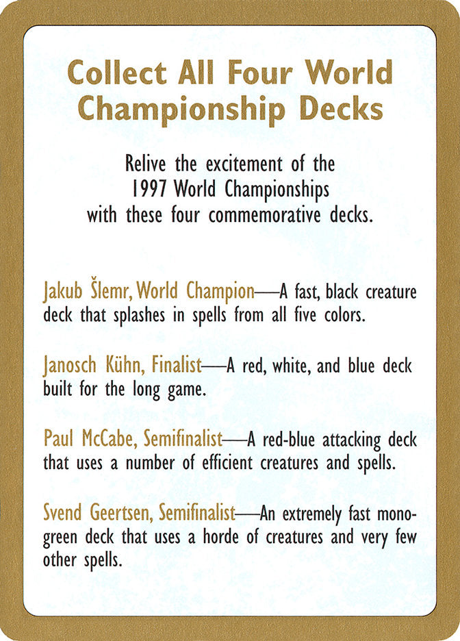 1997 World Championships Ad [World Championship Decks 1997] | North Game Den