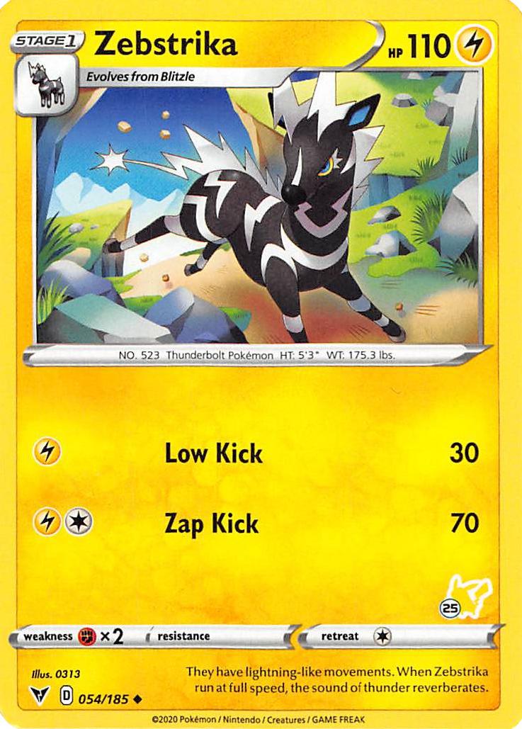 Zebstrika (054/185) (Pikachu Stamp #25) [Battle Academy 2022] | North Game Den