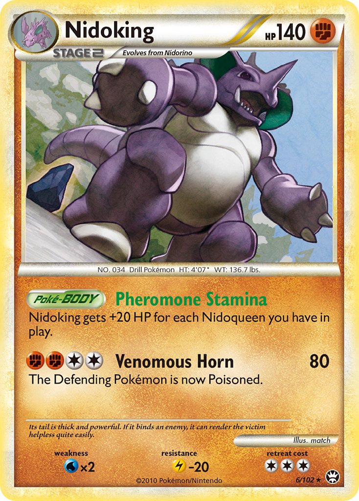 Nidoking (6/102) (Cracked Ice Holo) (Theme Deck Exclusive) [HeartGold & SoulSilver: Triumphant] | North Game Den