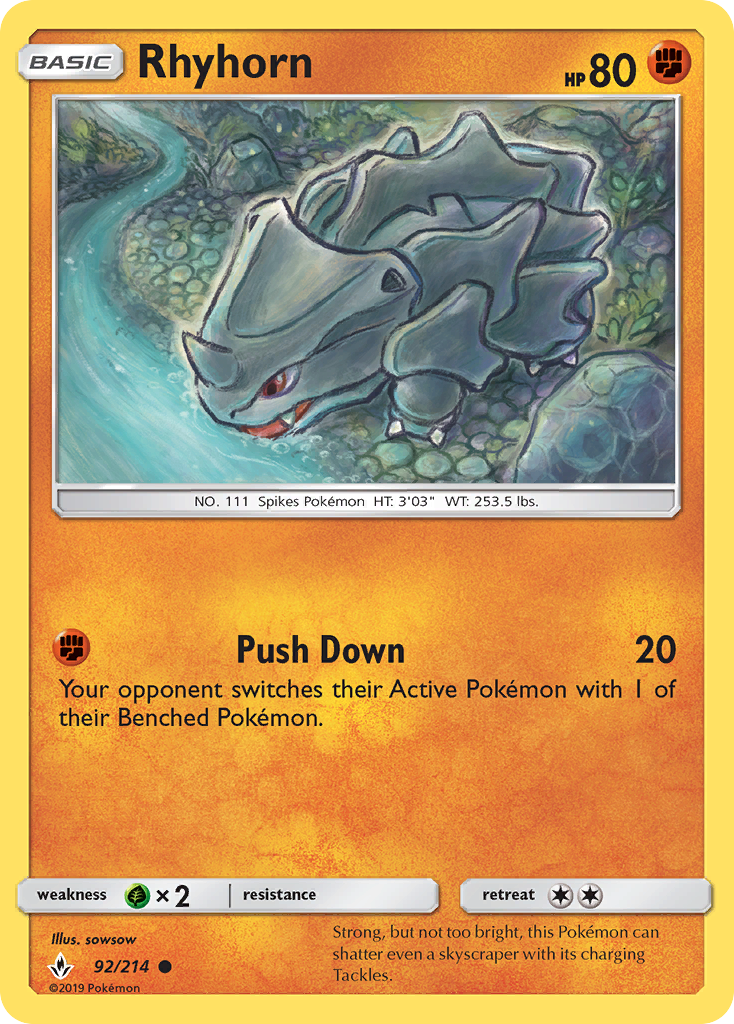 Rhyhorn (92/214) [Sun & Moon: Unbroken Bonds] | North Game Den