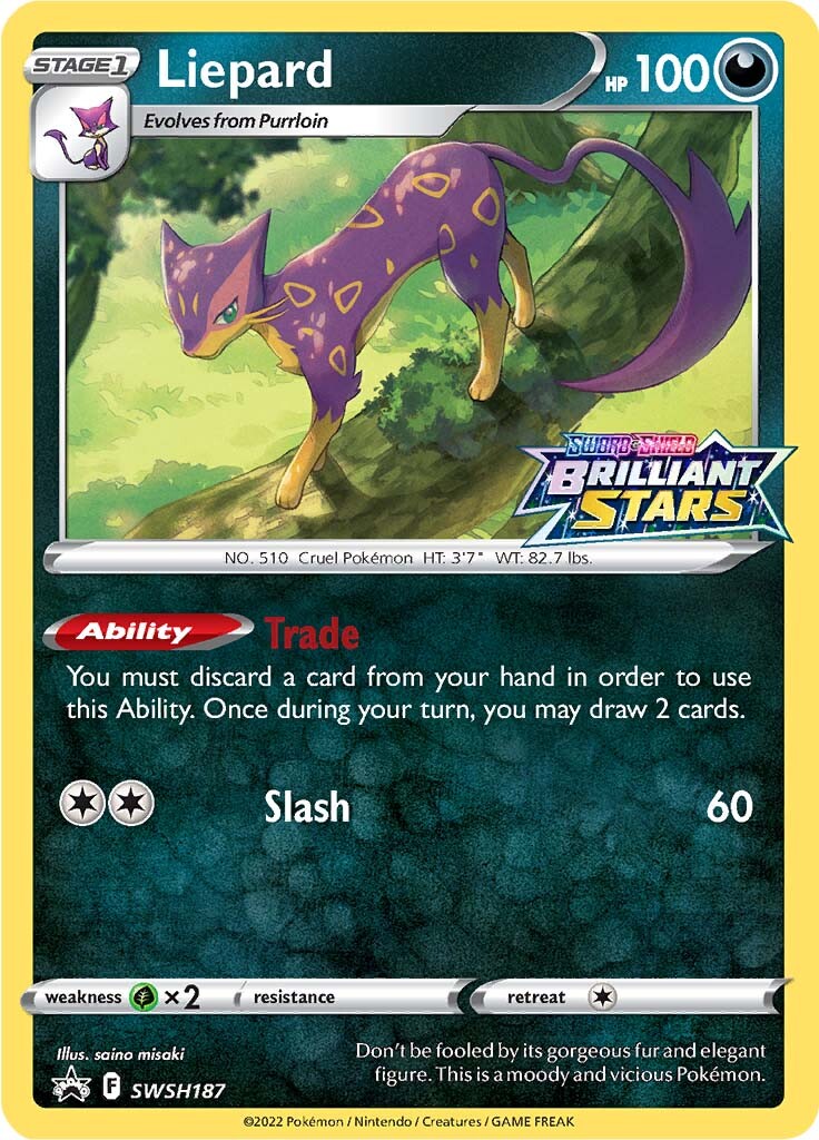 Liepard (SWSH187) (Prerelease Promo) [Sword & Shield: Black Star Promos] | North Game Den