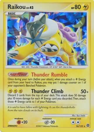 Raikou (16/132) (Cracked Ice Holo) [Diamond & Pearl: Secret Wonders] | North Game Den