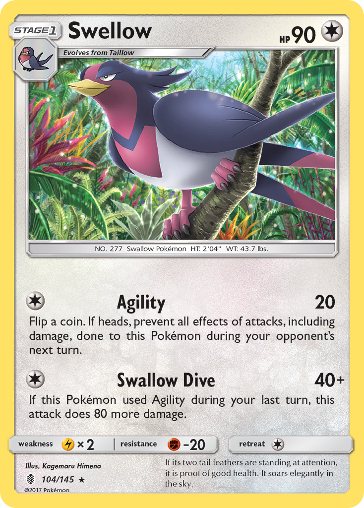 Swellow (104/145) [Sun & Moon: Guardians Rising] | North Game Den