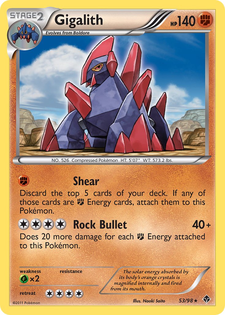 Gigalith (53/98) (Cracked Ice Holo) (Blister Exclusive) [Black & White: Emerging Powers] | North Game Den