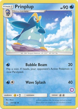 Prinplup (33/156) (Deck Exclusive #13) [Sun & Moon: Trainer Kit - Alolan Sandslash] | North Game Den