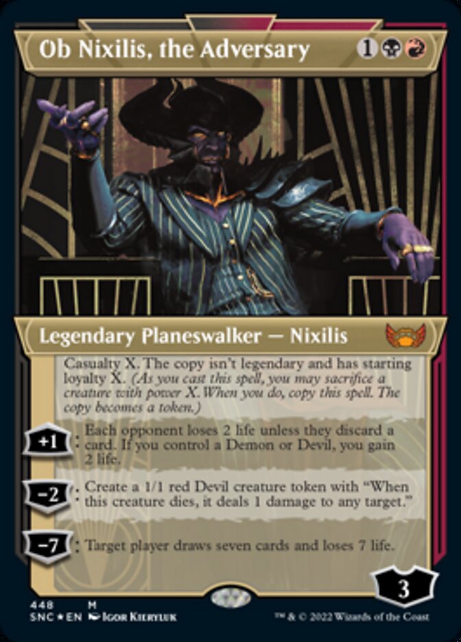 Ob Nixilis, the Adversary (Showcase Art Deco Foil Etched) [Streets of New Capenna] | North Game Den