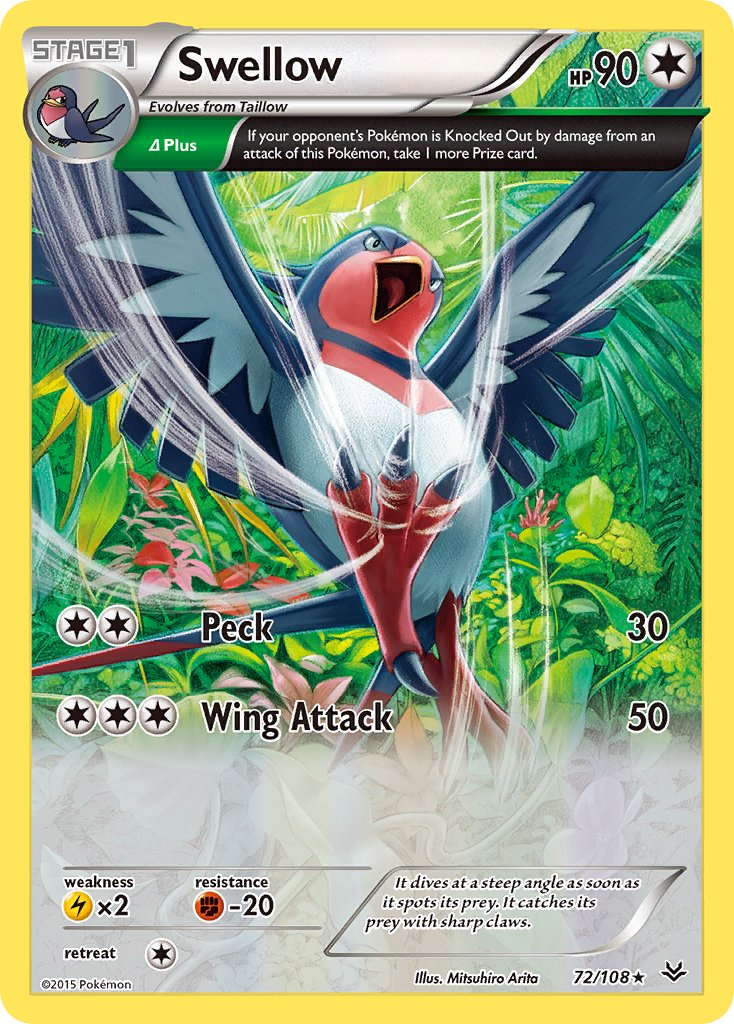 Swellow (72/108) (Theme Deck Exclusive) [XY: Roaring Skies] | North Game Den