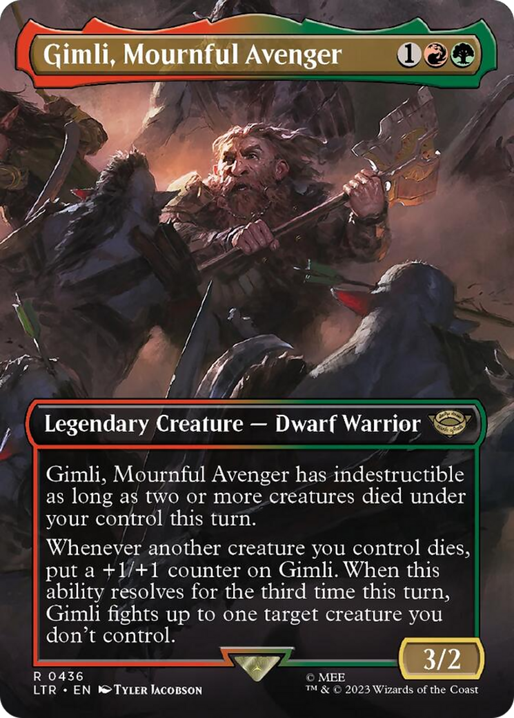 Gimli, Mournful Avenger (Borderless Alternate Art) [The Lord of the Rings: Tales of Middle-Earth] | North Game Den