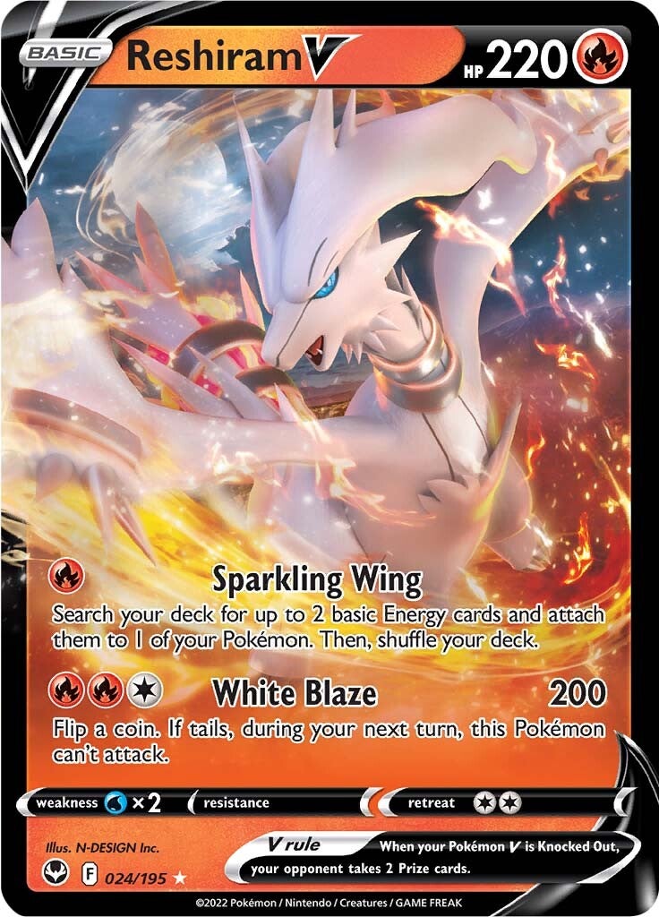 Reshiram V (024/195) [Sword & Shield: Silver Tempest] | North Game Den