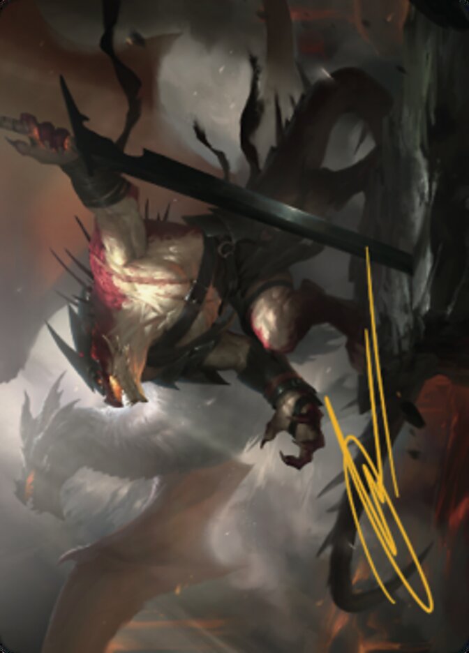 Rivaz of the Claw Art Card (Gold-Stamped Signature) [Dominaria United Art Series] | North Game Den