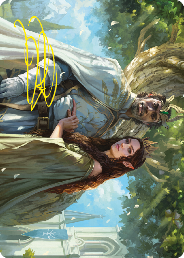 Aragorn and Arwen, Wed Art Card (Gold-Stamped Signature) [The Lord of the Rings: Tales of Middle-earth Art Series] | North Game Den