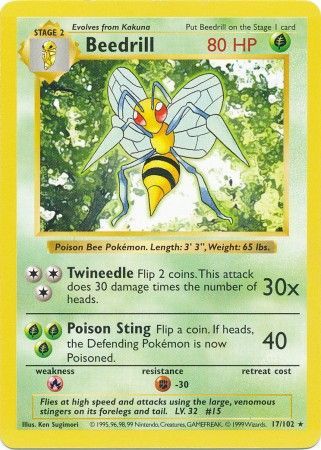 Beedrill (17/102) [Base Set Shadowless Unlimited] | North Game Den