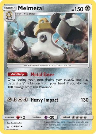 Melmetal (129/214) (Cosmos Holo) [Sun & Moon: Unbroken Bonds] | North Game Den