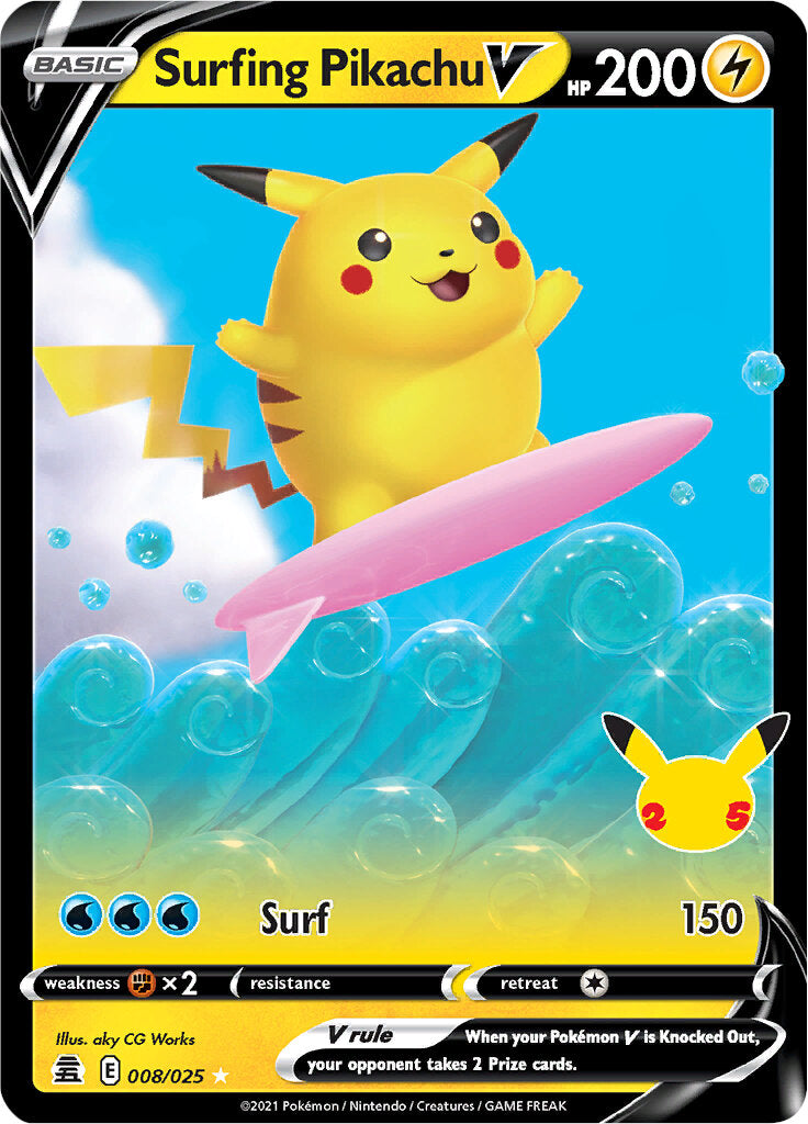 Surfing Pikachu V (008/025) [Celebrations: 25th Anniversary] | North Game Den