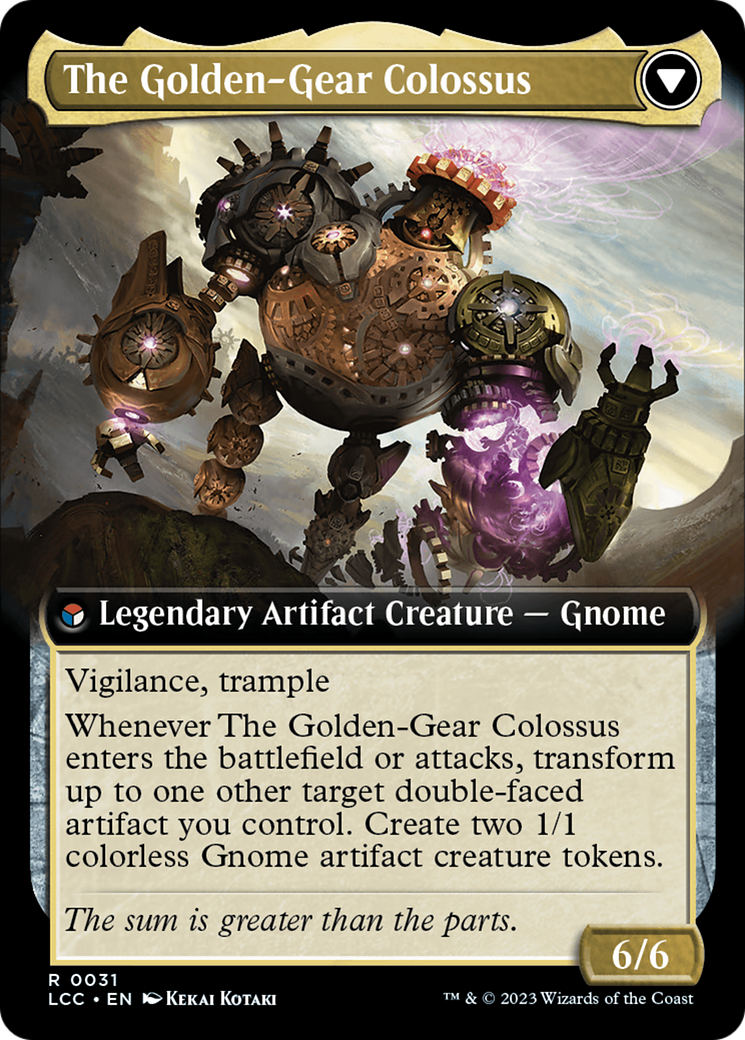 Tetzin, Gnome Champion // The Golden-Gear Colossus (Extended Art) [The Lost Caverns of Ixalan Commander] | North Game Den