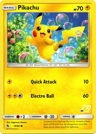 Pikachu (19/68) (Pikachu Stamp #55) [Battle Academy 2020] | North Game Den