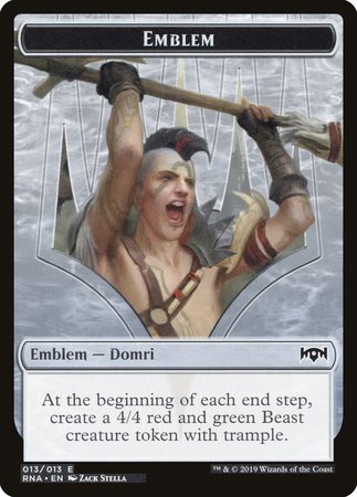 Emblem - Domri, Chaos Bringer [Ravnica Allegiance Tokens] | North Game Den